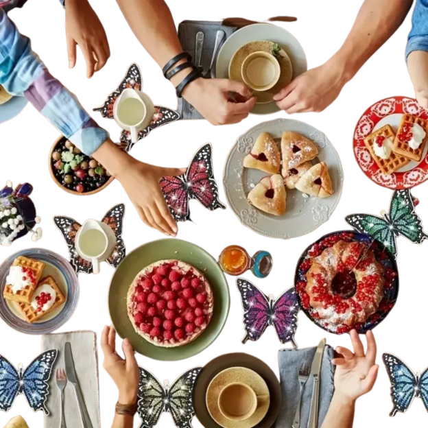 10pcs Butterfly Diamond Painting Coasters Kit Round Diamond Shaped With Holder