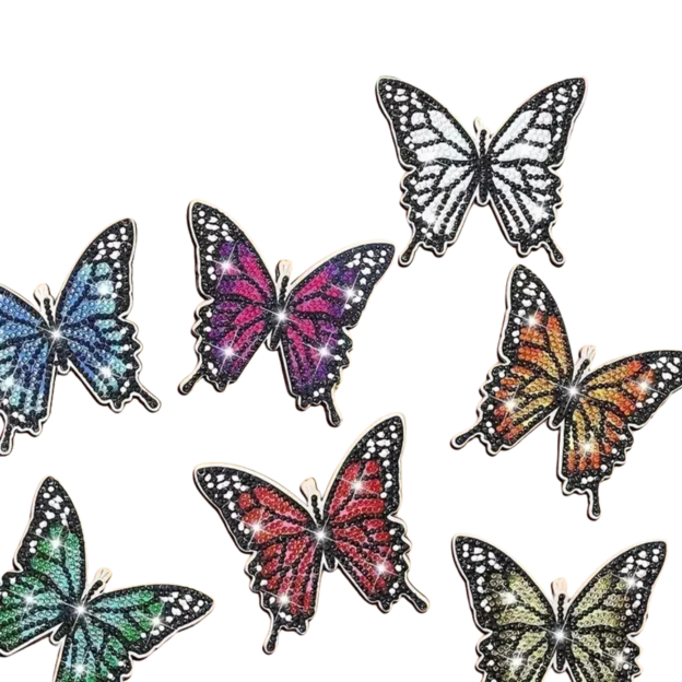 10pcs Butterfly Diamond Painting Coasters Kit Round Diamond Shaped With Holder