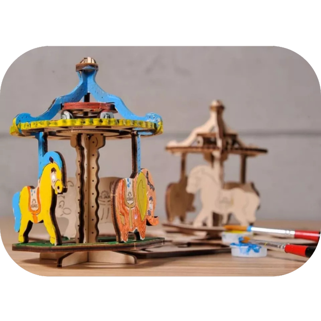 3D wooden coloring model Merry-go-round + BONUS PAINT