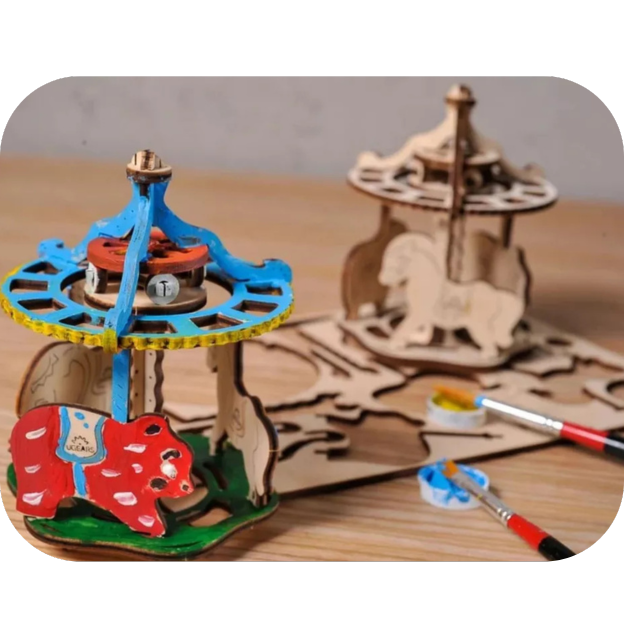 3D wooden coloring model Merry-go-round + BONUS PAINT