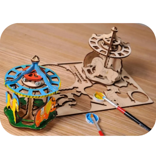 3D wooden coloring model Merry-go-round + BONUS PAINT