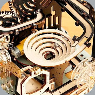 3D Wooden Puzzle Marble Run Set Mechanical Model Kit + Motor Brainteaser Puzzle