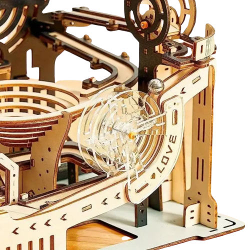 3D Wooden Puzzle Marble Run Set Mechanical Model Kit + Motor Brainteaser Puzzle