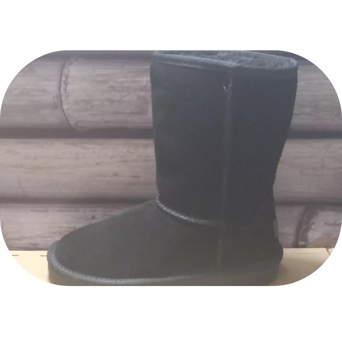 Snow Boots Cow Suede Leather Mid-calf Fur Lined Outdoor Ankle Booties Black,US6