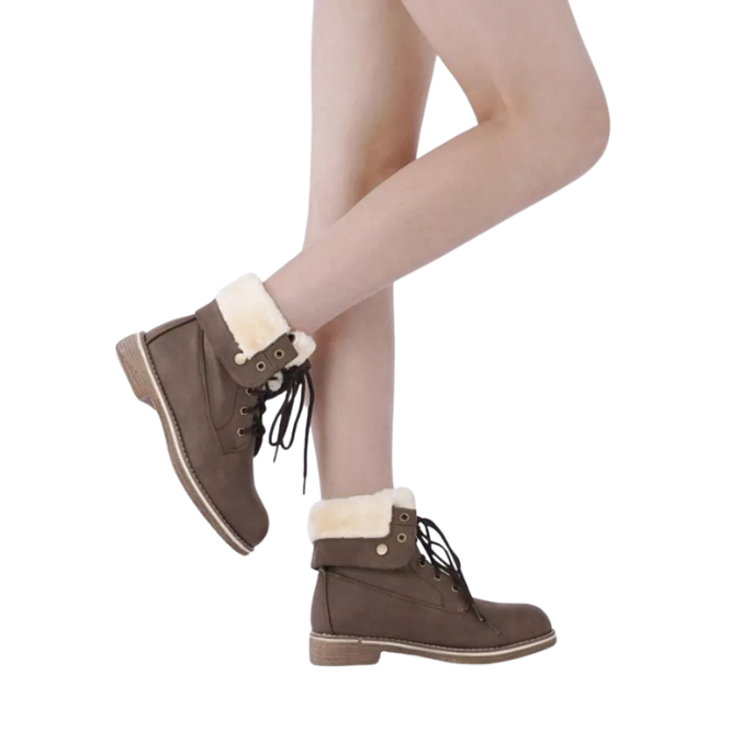 Warm Winter Montreal Faux Fur Ankle Boots Fold-Down 2 Style MONTREAL BROWN 5.5