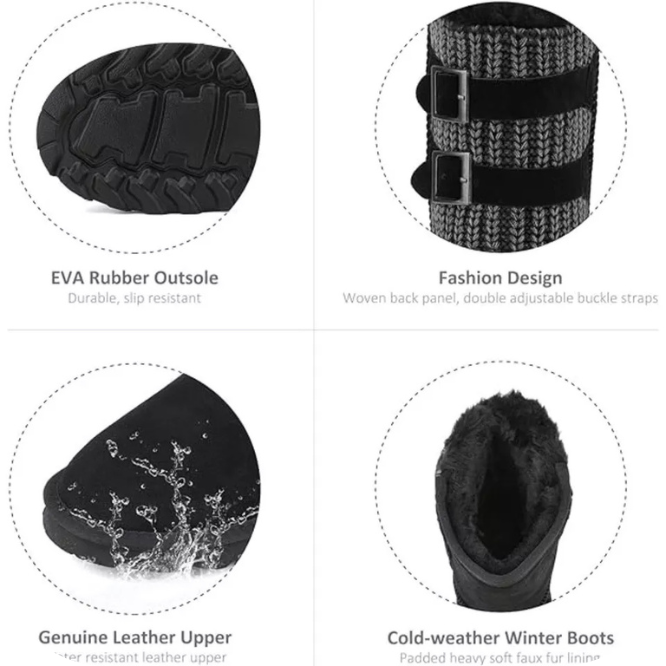 Women's Mid Calf Fashion Winter Snow Boots Black Size 11 M