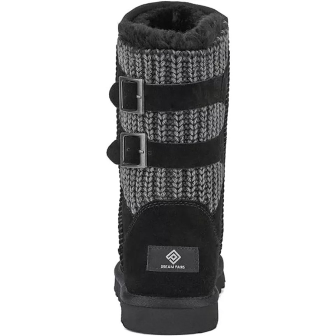 Women's Mid Calf Fashion Winter Snow Boots Black Size 11 M