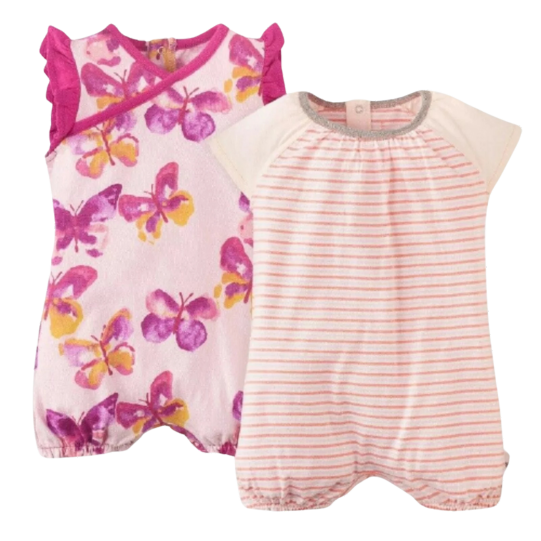 Burt's Bees Baby® Baby Girls' 2pk Butterflies Awaken Bubble Set - Cranberry Red Size 3 month