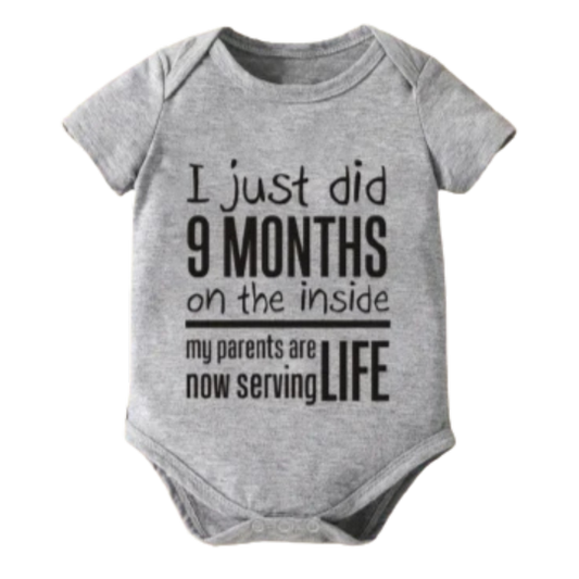 Newborn Infant "9 Months" Romper Short Sleeve Crew Neck Jumpsuit For Babys 0-3 M