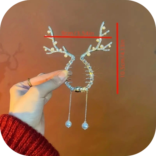 Christmas Antler Hair Clip Hair Buckle With Tassel Bead Hair Accessories