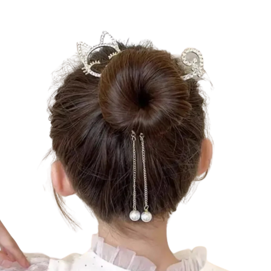 Cat Rhinestone Claw Clips, Faux Pearl Ponytail Buckle Hairpin