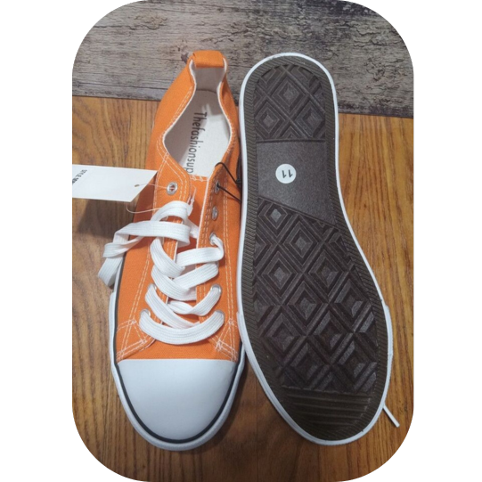 Low Top Cap Toe Women Sneakers Tennis Canvas Casual Shoes Flats Orange Size 11