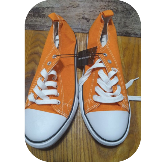 Low Top Cap Toe Women Sneakers Tennis Canvas Casual Shoes Flats Orange Size 11