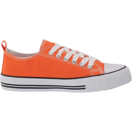 Low Top Cap Toe Women Sneakers Tennis Canvas Casual Shoes Flats Orange Size 11