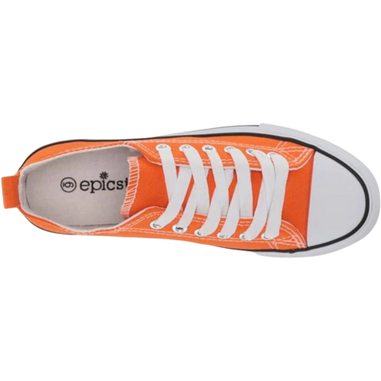 Low Top Cap Toe Women Sneakers Tennis Canvas Casual Shoes Flats Orange Size 11