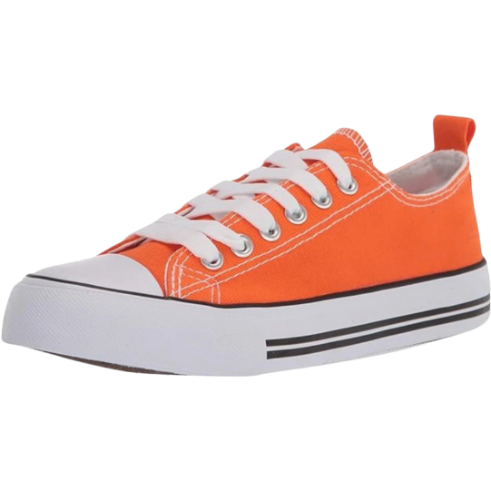 Low Top Cap Toe Women Sneakers Tennis Canvas Casual Shoes Flats Orange Size 11