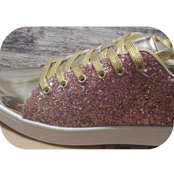 Glitter Sneakers Lace up Fashion Sneakers Sparkly Women Shoes 10 B(M) US Gold