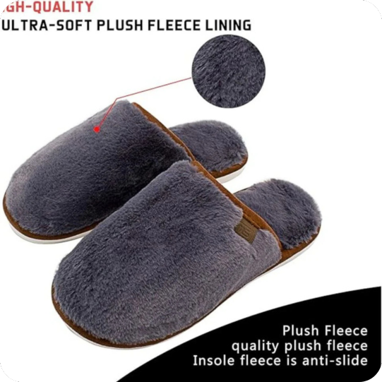 Slipper Soft Plush Fleece House Slippers Anti-Slip Warm Cozy Wool Navy Blue 9