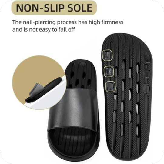 Shower Shoes Unisex Quick Drying Non-Slip Slides Drain Holes Slippers Black 5