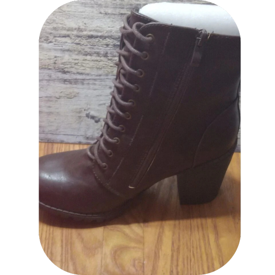 Women’s Chunky Heel Ankle Booties Zippered boots Brown 8.5