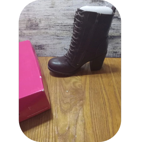 Women’s Chunky Heel Ankle Booties Zippered boots Brown 8.5