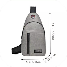 Load image into Gallery viewer, Black Nylon Leisure Sports Travel Chest Bag, Zipper Closure With Headphone Port
