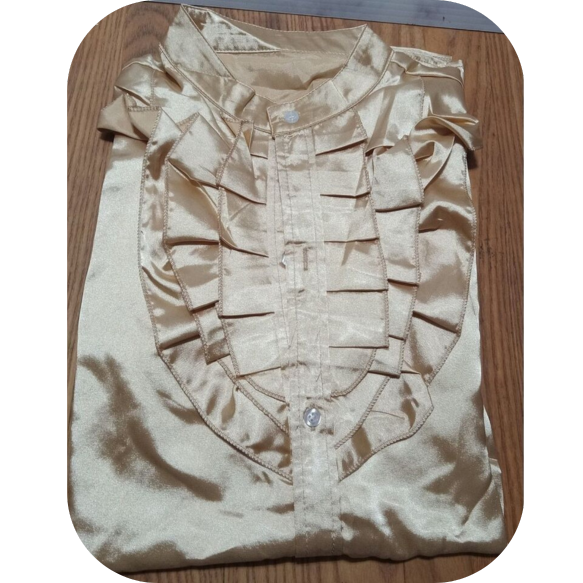 Stand-up Collar Men's Long Sleeve Shirt Cosplay Victorian Clothing Lg 40 Gold