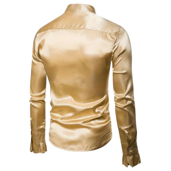Stand-up Collar Men's Long Sleeve Shirt Cosplay Victorian Clothing Lg 40 Gold