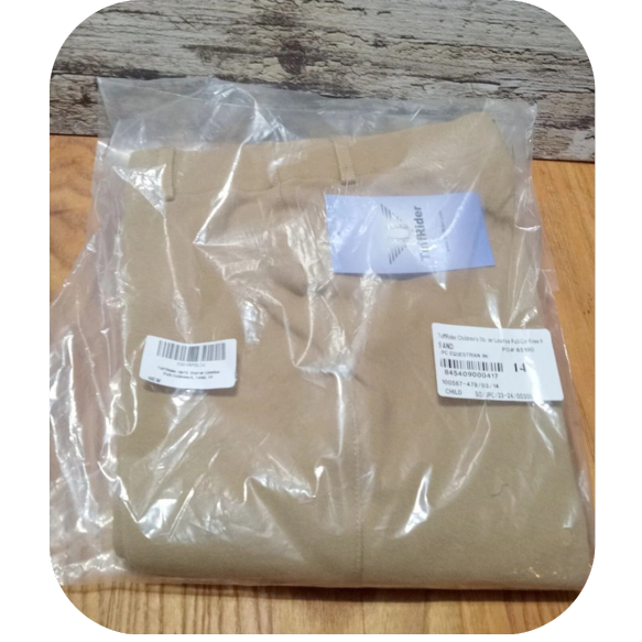 TuffRider Girl's Starter Lowrise Pull-On Breech, Sand, 14