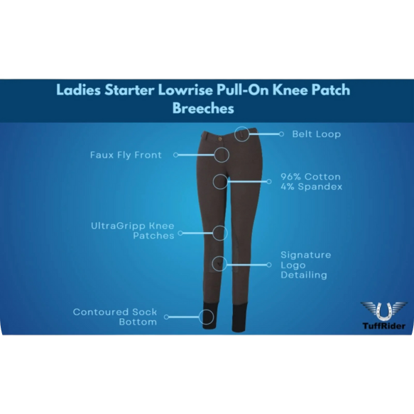 TuffRider Girl's Starter Lowrise Pull-On Breech, Sand, 14