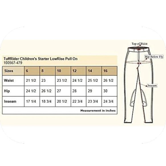 TuffRider Girl's Starter Lowrise Pull-On Breech, Sand, 14