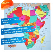 Load image into Gallery viewer, GeoPuzzle Africa and Middle East — Educational 65 Piece Geography Jigsaw Puzzle — Ages 4 and up
