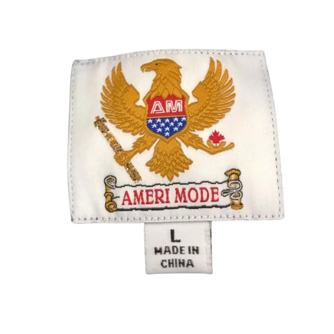 Vintage Women's Ameri Mode Faux Fur Embroidered Wolf Black Polyester Coat Size L