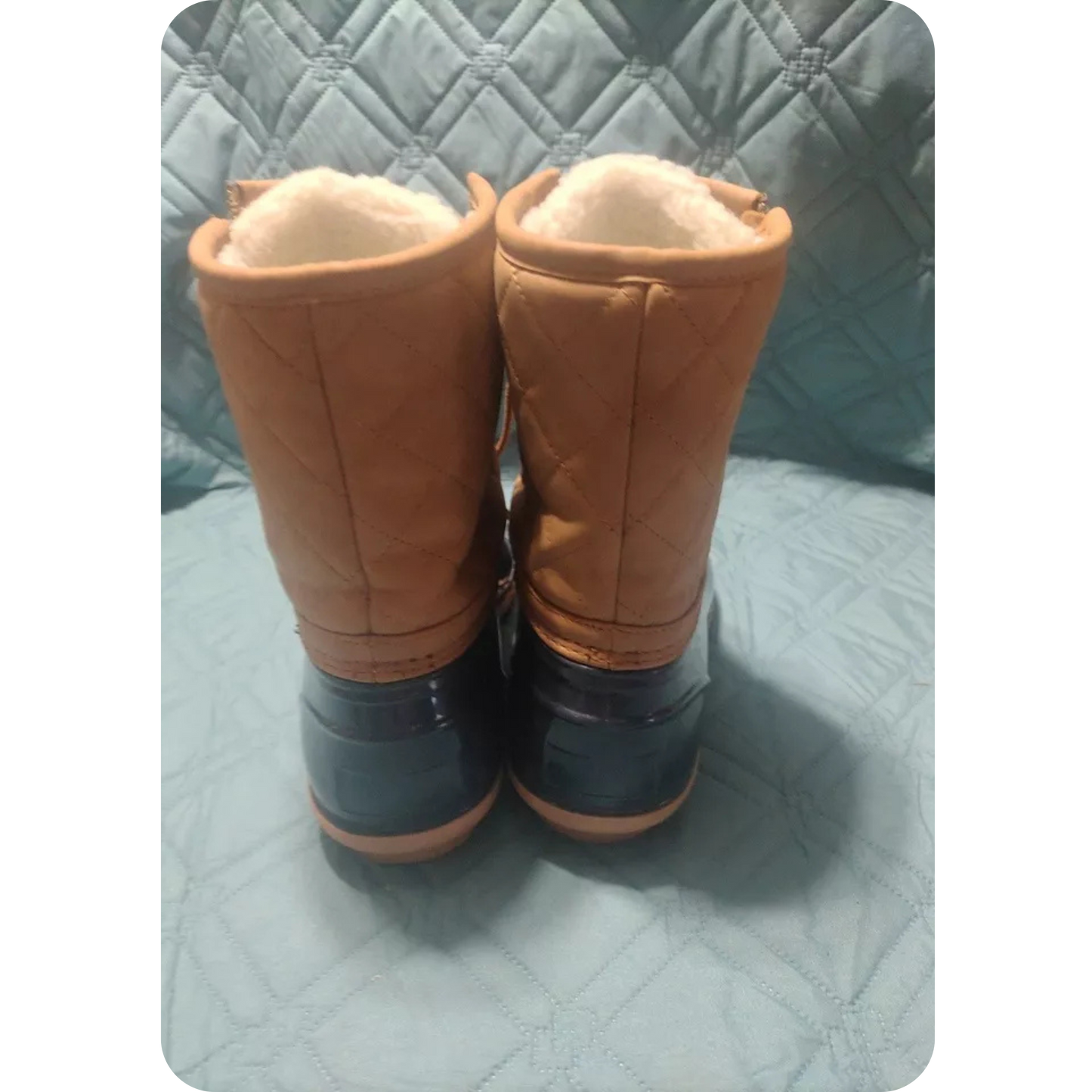 JustFab Women's Duck Boots Size 10 Tan Boots Just Fab Zipper & Lace up