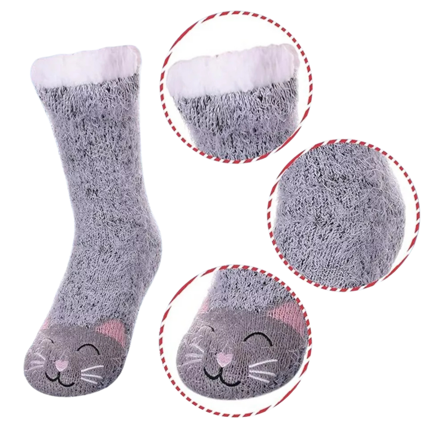 Thick Slipper Socks Grippers Non Slip Warm Fleece Lining Fluffy Fuzzy Socks 5-10