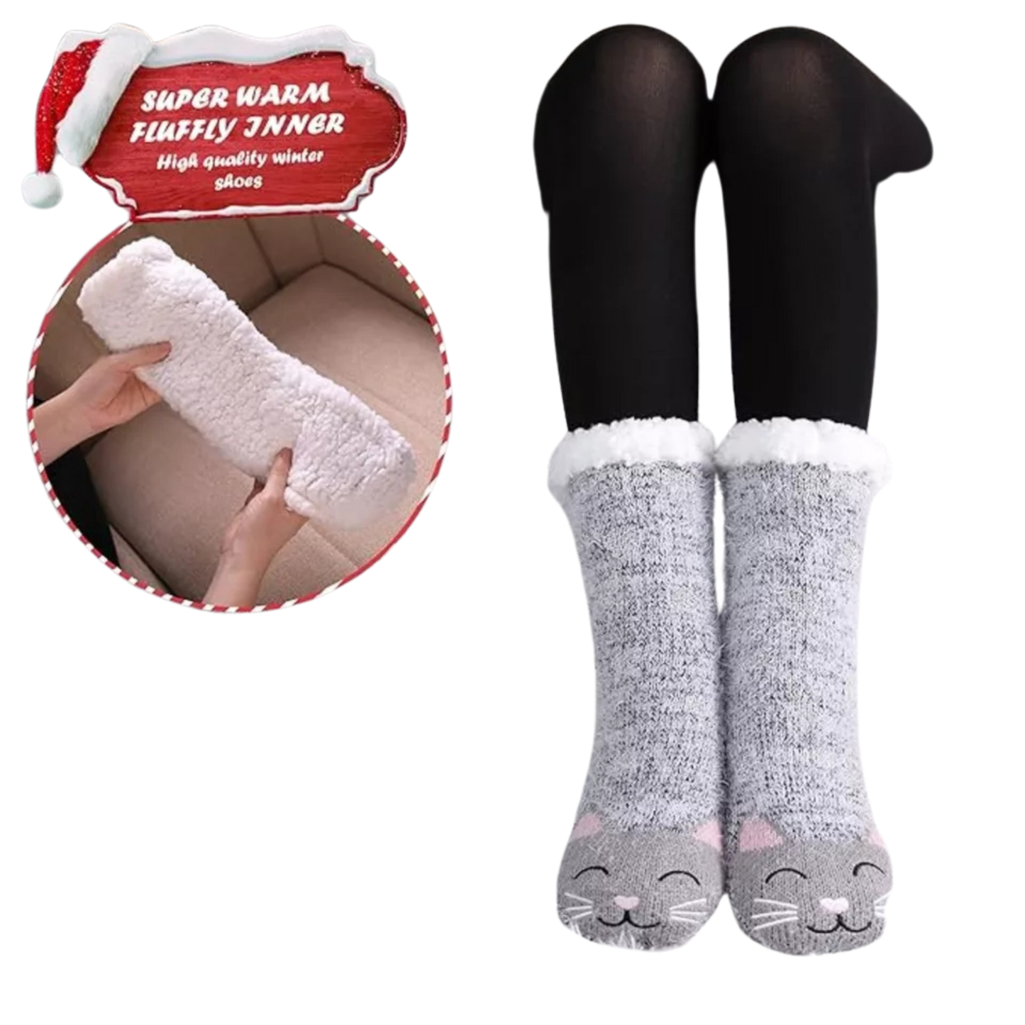 Thick Slipper Socks Grippers Non Slip Warm Fleece Lining Fluffy Fuzzy Socks 5-10