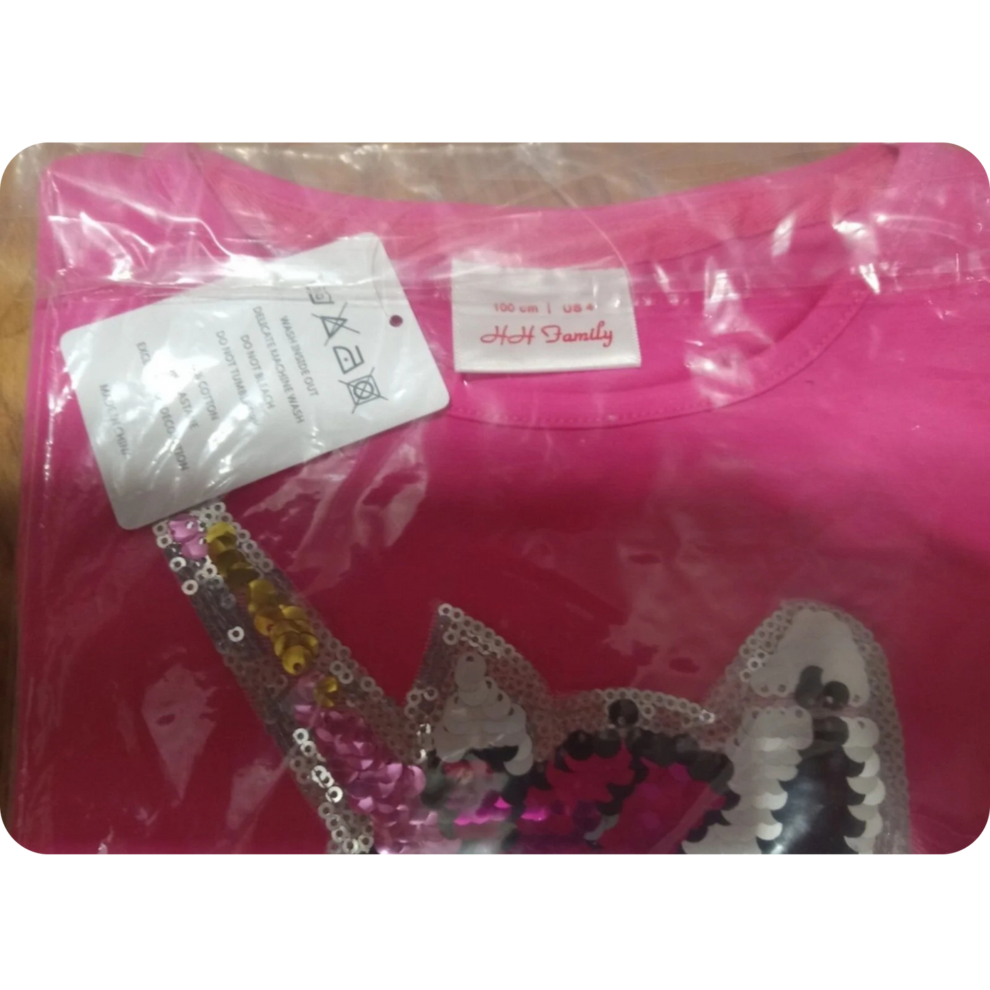 HH Family Flip Sequin Unicorn Shirt Tee for Girls 4 Long Pretty Shirt