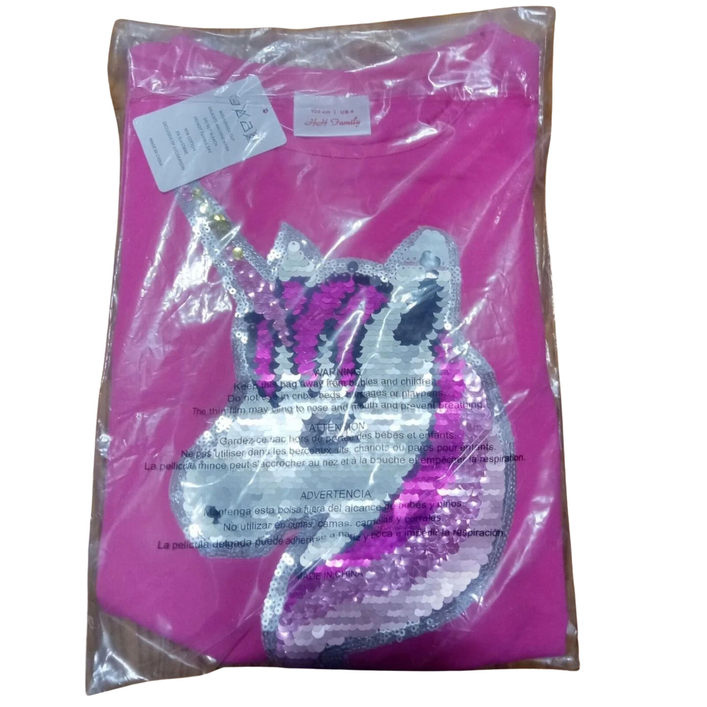 HH Family Flip Sequin Unicorn Shirt Tee for Girls 4 Long Pretty Shirt