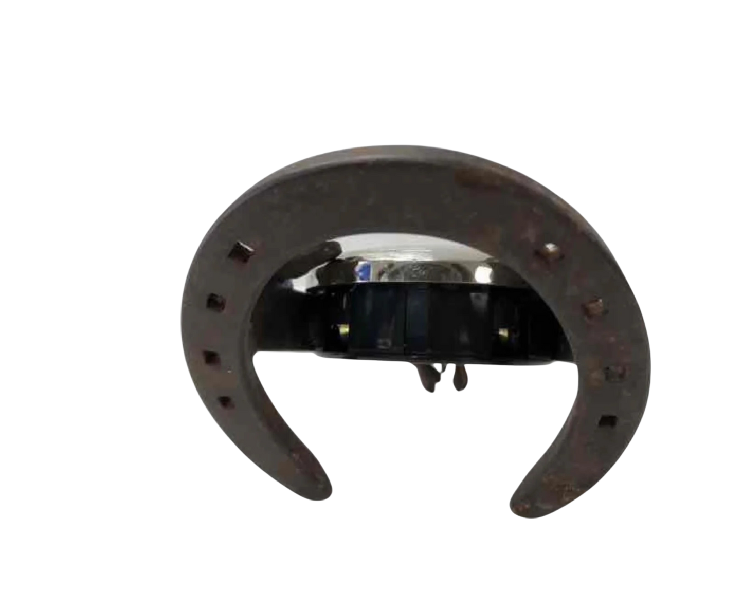 Vintage Equestrian Mantel or Table Clock Cast Metal Spur & Horseshoe