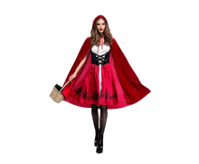 Load image into Gallery viewer, Women&#39;s Cosplay Red Riding Hood Dress With Cape Cloak, Costume Size Small 4
