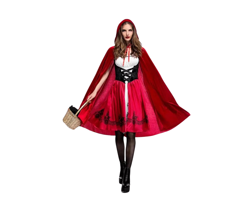 Women's Cosplay Red Riding Hood Dress With Cape Cloak, Costume Size Small 4