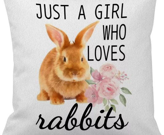 Just a Girl Who Loves Rabbits Pillow Cover Only 18x18 Rabbit Lovers Bunny Lovers