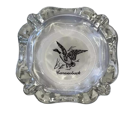 Vintage Federal Glass Sportsman Canvas Back Duck Glass Ashtray Tobacciana