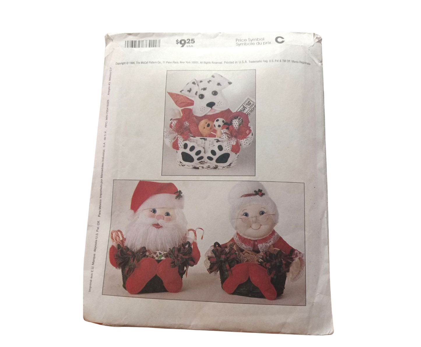 McCall's 7641 Gift Baskets Hen Snowman Lion Bear Dalmation Santa Mrs 1995 Uncut