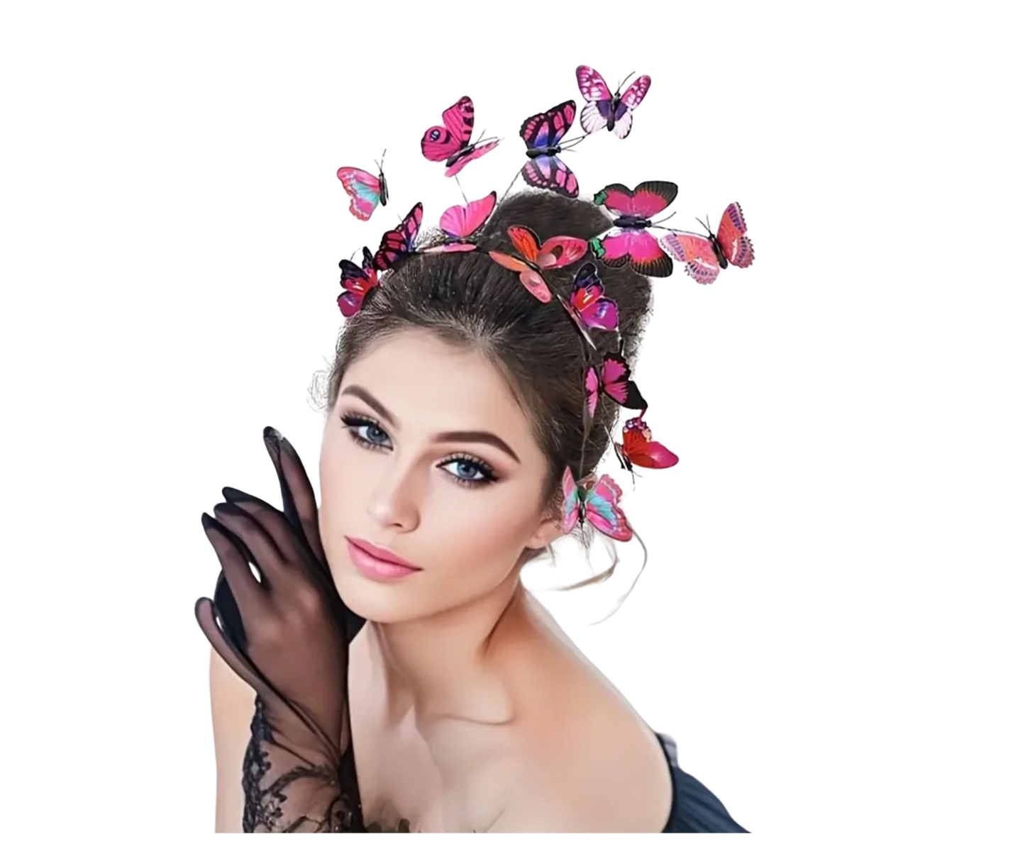 Elegant Butterfly Decorative Head Band Non Slip Hair Hoop Rose Red