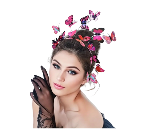 Elegant Butterfly Decorative Head Band Non Slip Hair Hoop Rose Red