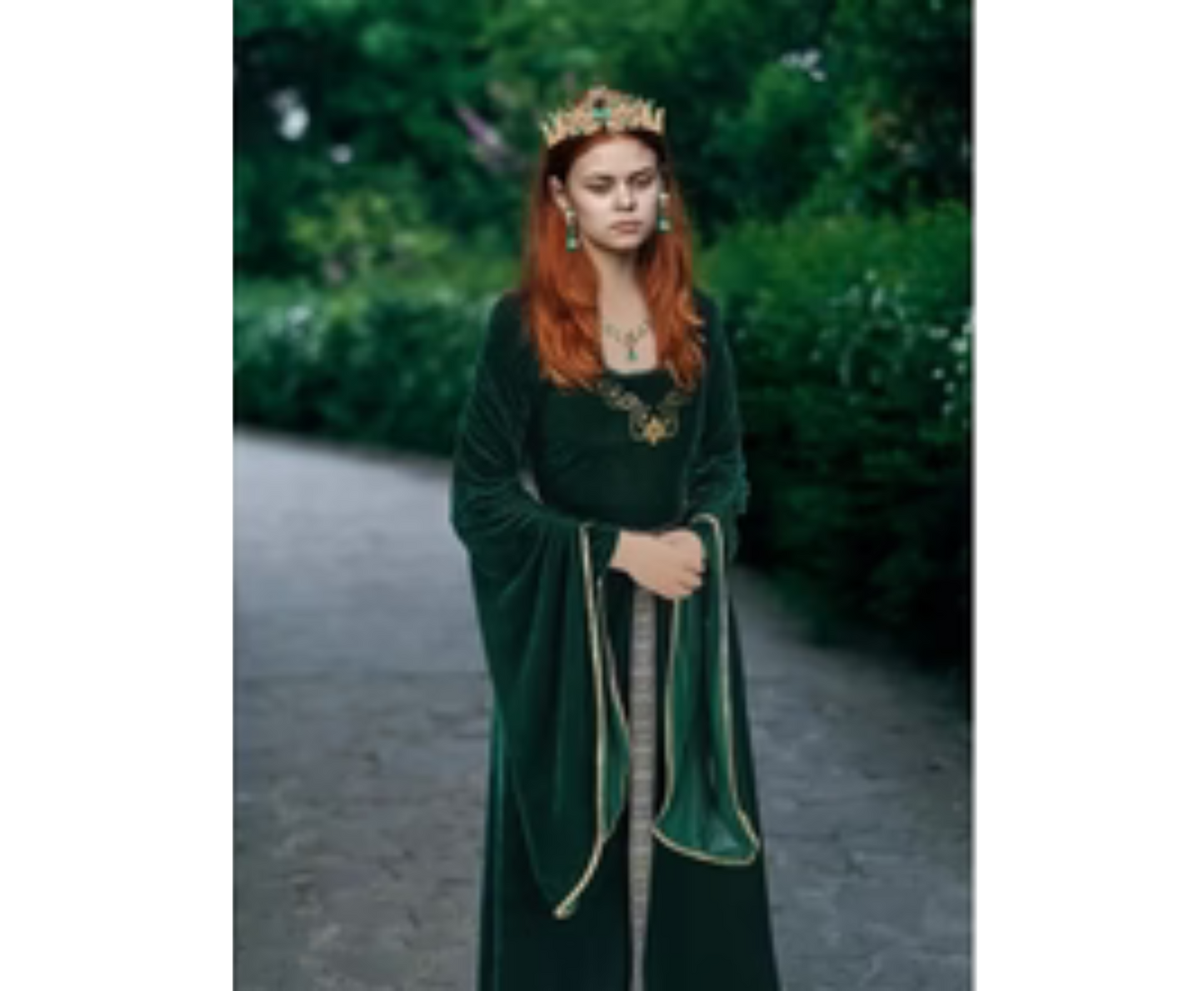 4 Pcs Medieval Women Princess Dress with Waistband Renaissance Green L