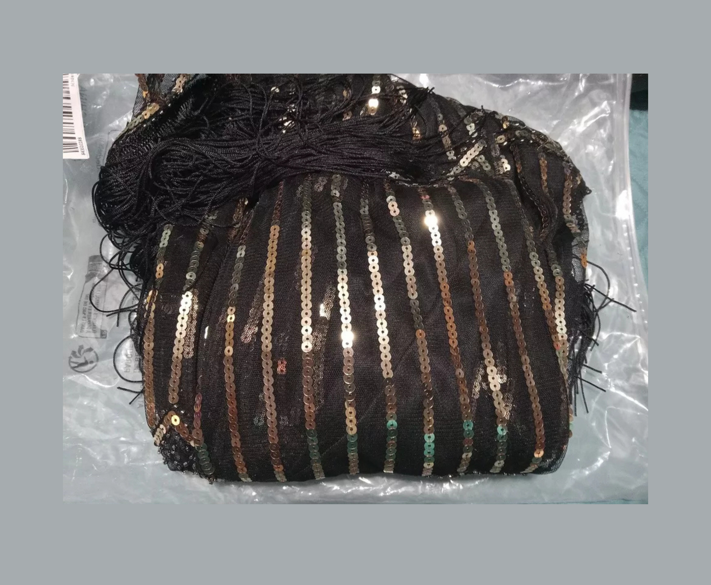 Sequined Fringe Hem Flapper Vintage Sleeveless Tank Dress BLACK & GOLD US14