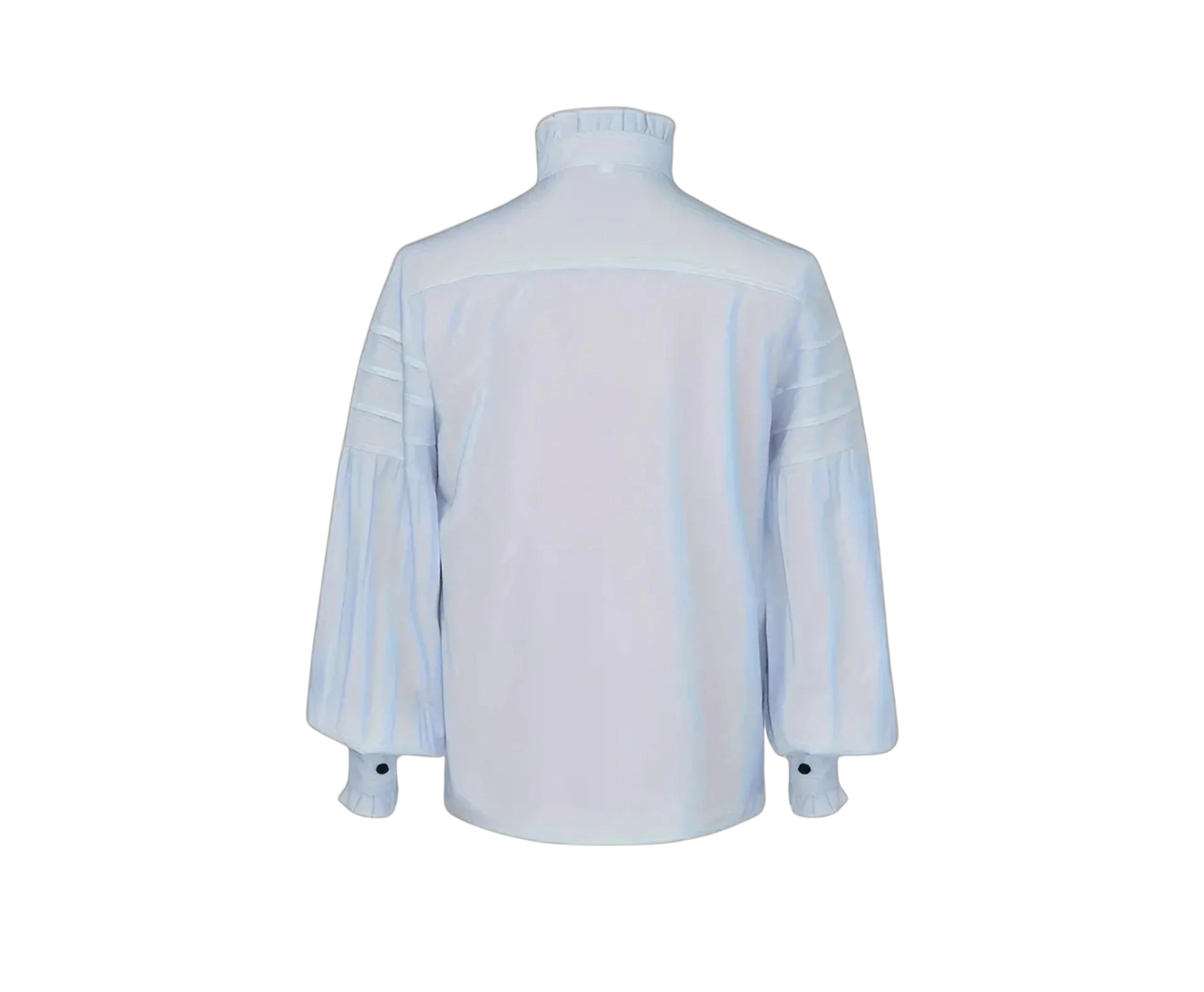 Renaissance Pirate Frill Trim Long Sleeves Black Buttons Shirt White Size 44