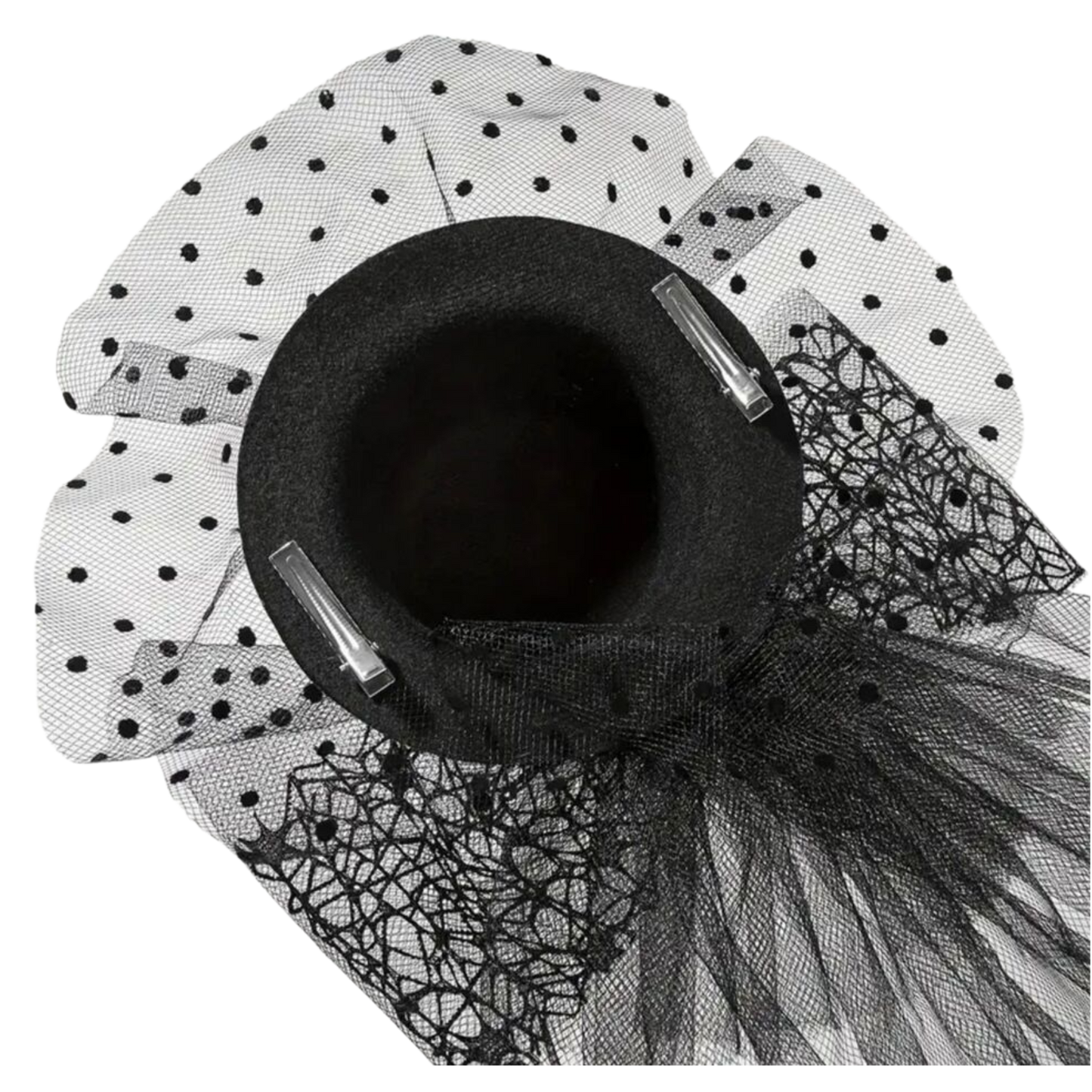 Pumpkin Decor Black Hat Head Veil Mesh Lace Veil Head Piece Hair Accessories